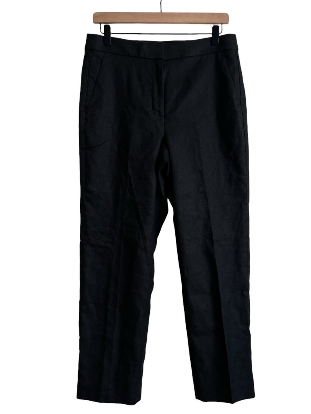 NWT J. Crew Black Stretch Linen Blend Kate Straight Leg Pants